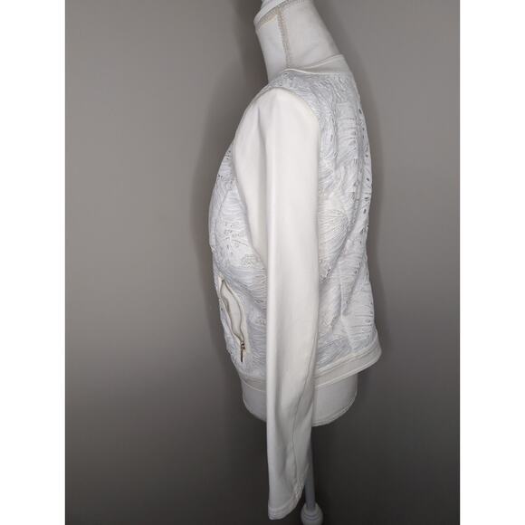 White House Black Market lace denim feminine zip up jacket - Picture 5 of 9